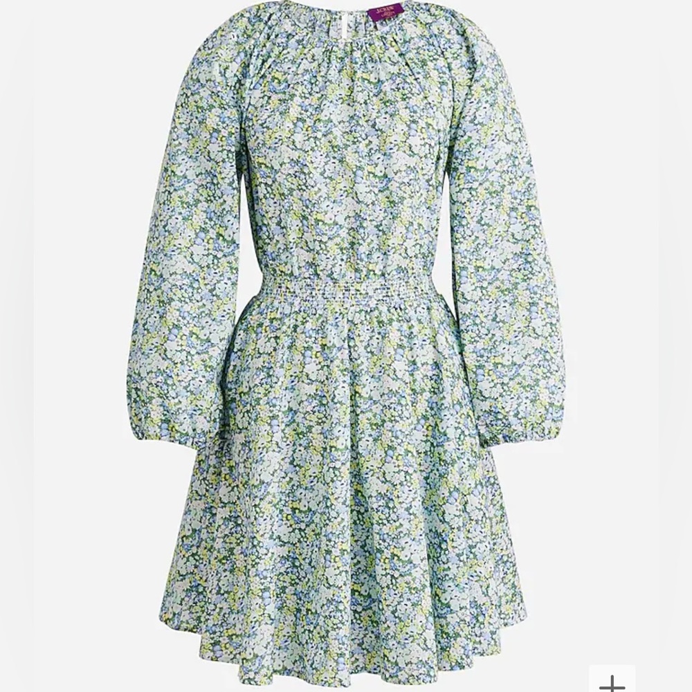 JCrew Palermo smocked-waist mini dress in Liberty® Thorpe Hill fabric